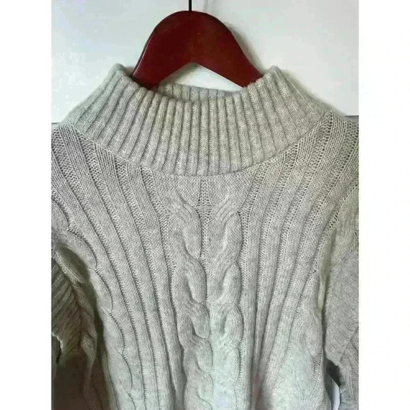 NWT Time & Tru Cream High Neck Cable Knit Sweater, S - Picture 3 of 7